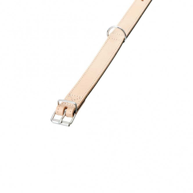 Karlie RONDO Leren Halsband Genaaid - Zwart/Naturel - 70 cm
