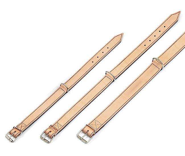 Karlie RONDO Leren Halsband Genaaid - Zwart/Naturel - 32 mm, 62 cm