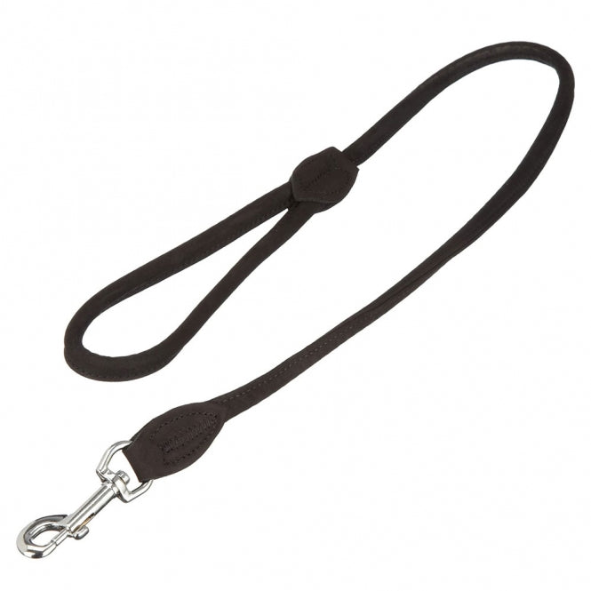 Karlie Buffalo Rundleer Hondenriem - Zwart, 100cm, 10mm
