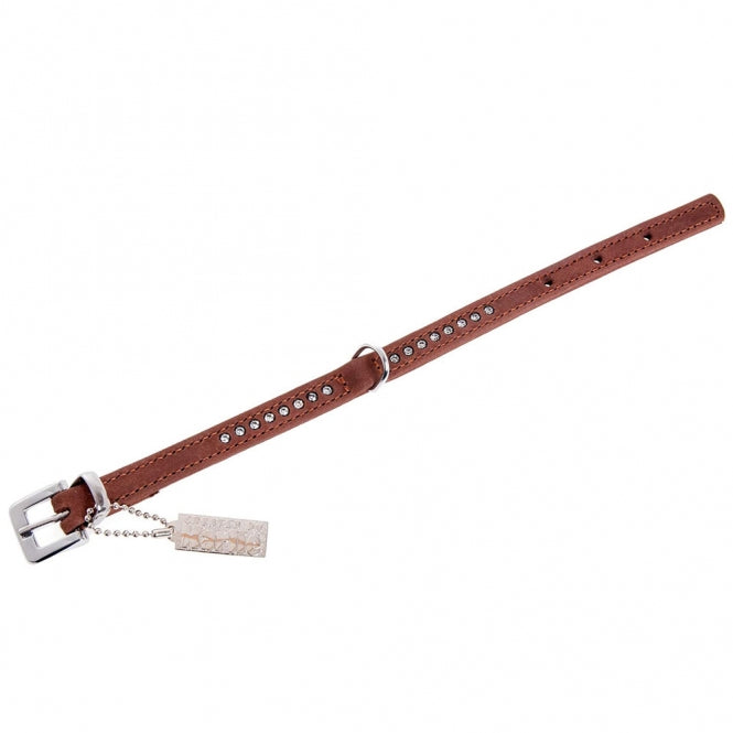 Karlie Buffalo Strass-Halsband - Bruin 1-rijaanpak 24cm/10mm