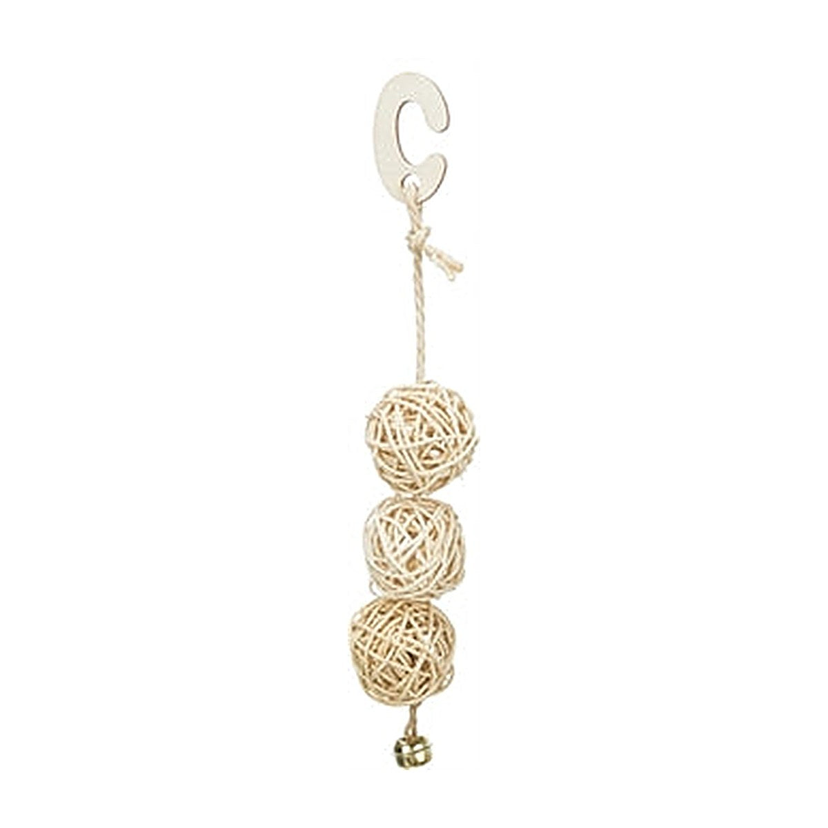 Trixie 3 Rotan Ballen+bel Aan Touw 24 cm