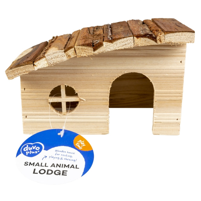 Duvoplus Houten Huisje met Schuindak voor Knaagdieren - 31 x 23 x 18cm