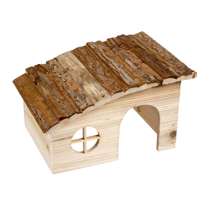 Duvoplus Houten Huisje met Schuindak voor Knaagdieren - 31 x 23 x 18cm