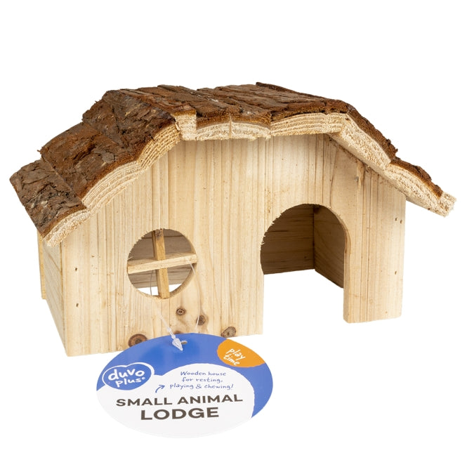 Duvoplus Houten Knaagdierhuis met Schorsendak - 28 x 18 x 16cm
