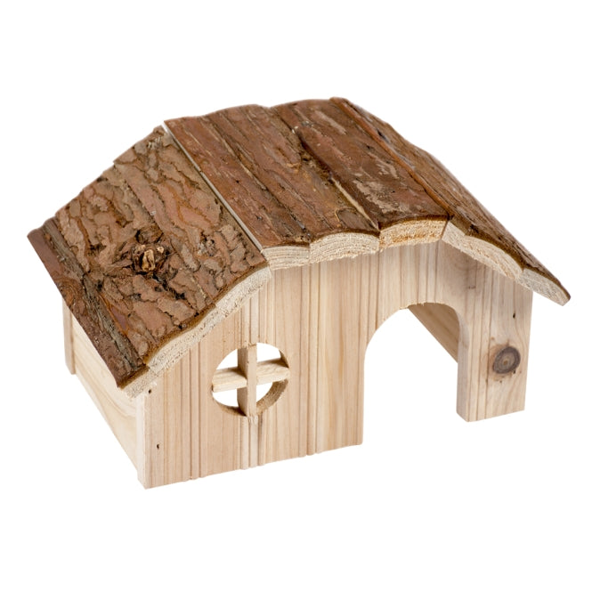 Duvoplus Houten Knaagdierhuis met Schorsendak - 28 x 18 x 16cm