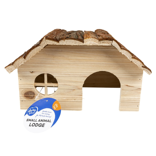 Duvoplus Houten Knaagdierhuis met Schorsendak - 28 x 18 x 16cm