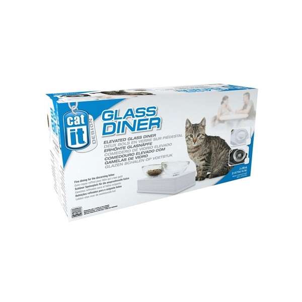 CATIT Style Glass Diner Dubbele Voerbak Set - Zwart