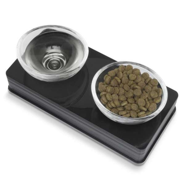 CATIT Style Glass Diner Dubbele Voerbak Set - Zwart