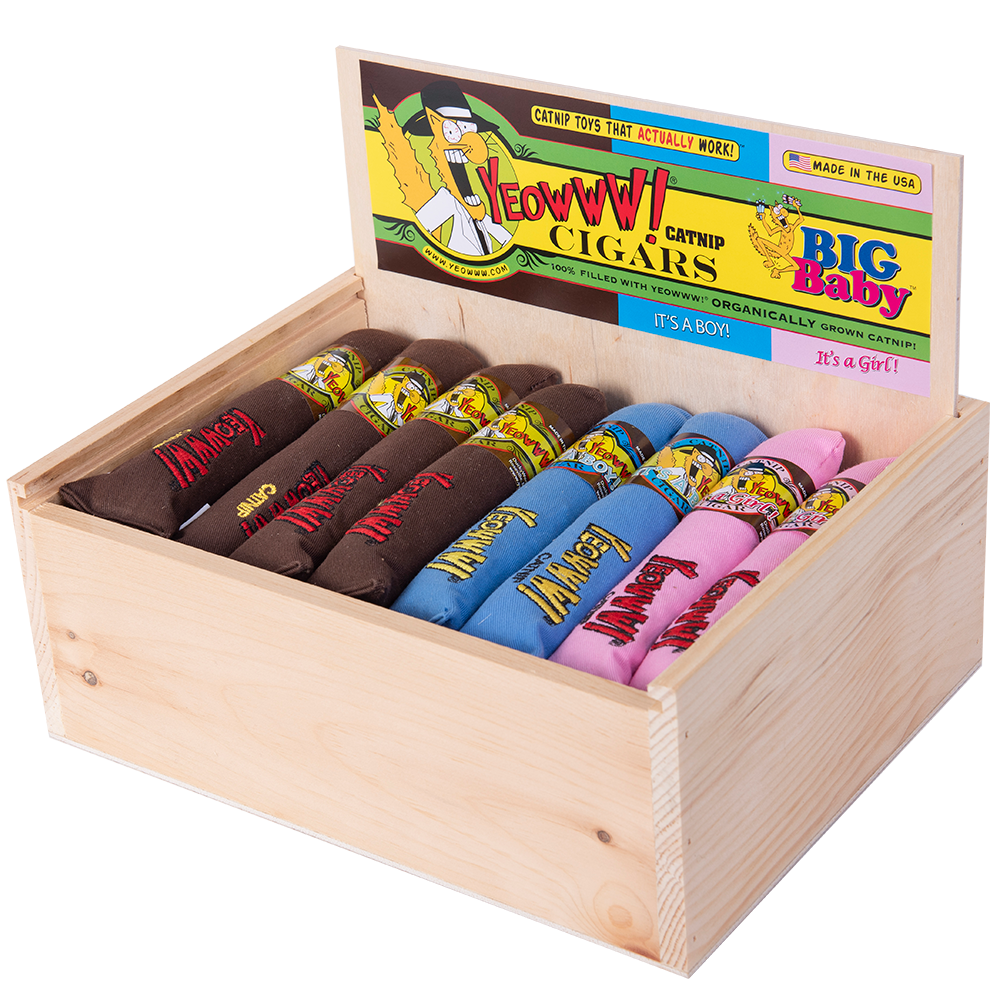 Yeowww! Cigar Box 24 stuks Trio - Biologische Kattenspeeltjes met Catnip