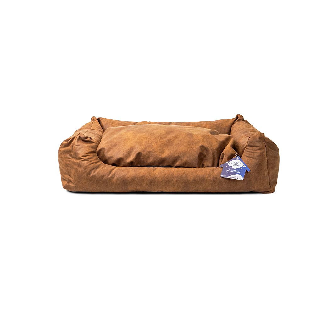 Let's Sleep Sweet Dreams Hondenmand Met Kussen XL Cognac