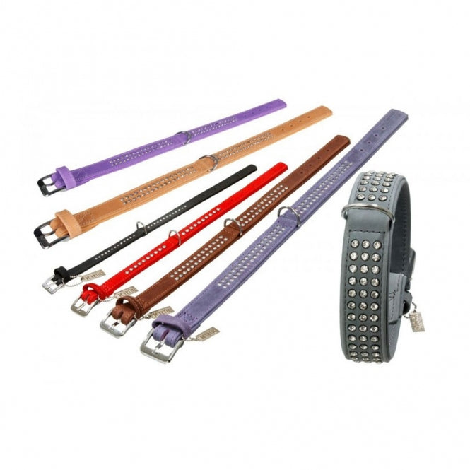 Karlie Buffalo Strass-Halsband - Violet - 2-reihig, 55cm/30mm
