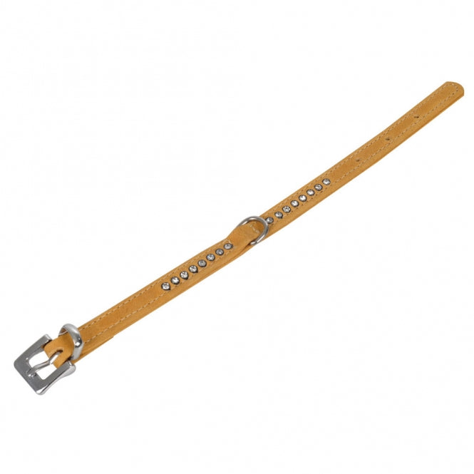 Karlie Buffalo Strass Halsband - Lichtbruin - 1-rij, 27cm/10mm