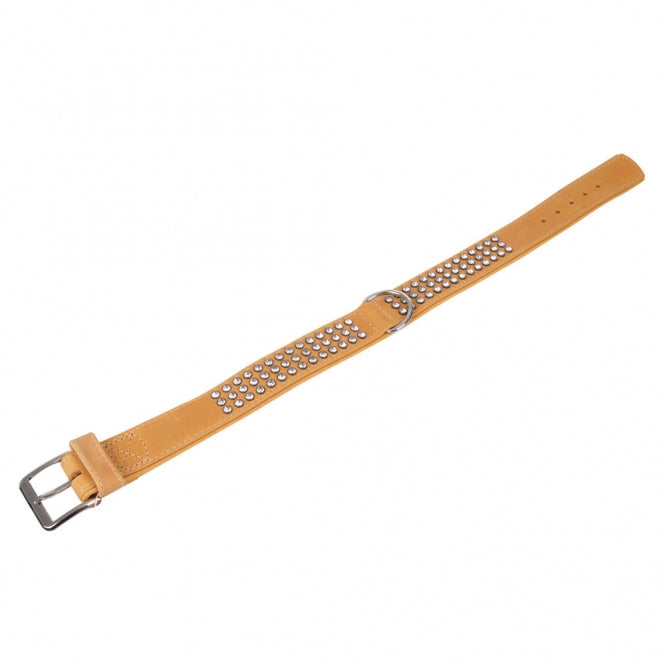Karlie Buffalo Strass-Halsband - Lichtbruin - 3-rij - 65cm/40mm