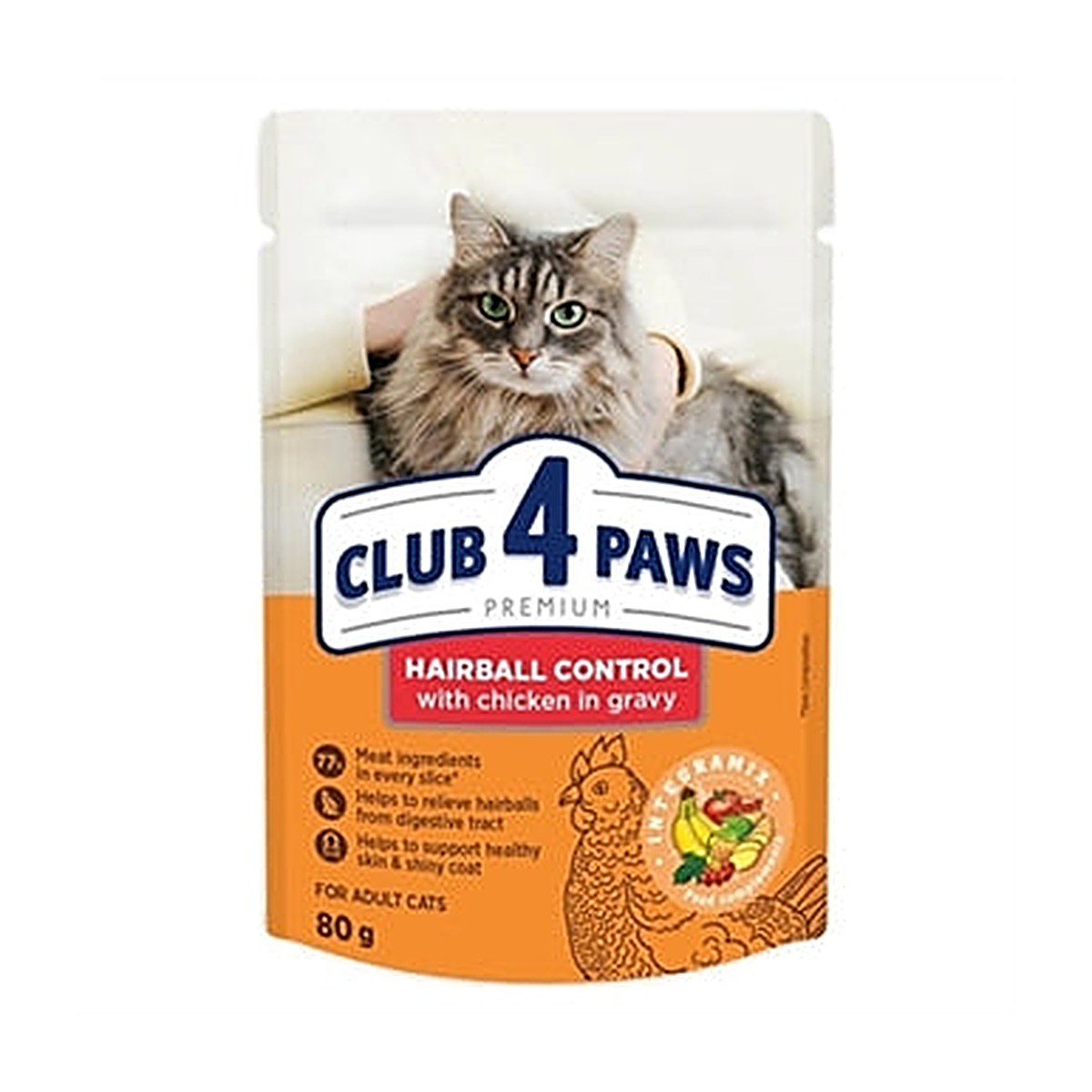 CLUB4 Hairball Kip Saus 24x80 gram
