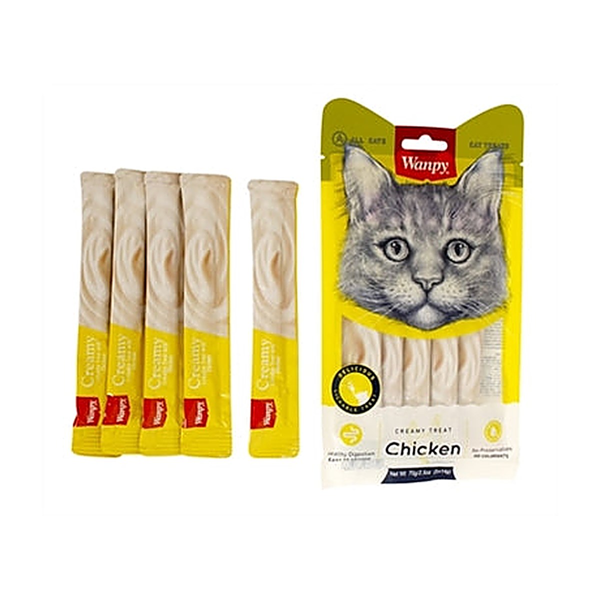 Wanpy Creamy Lickable Treat Chick 5 stuks