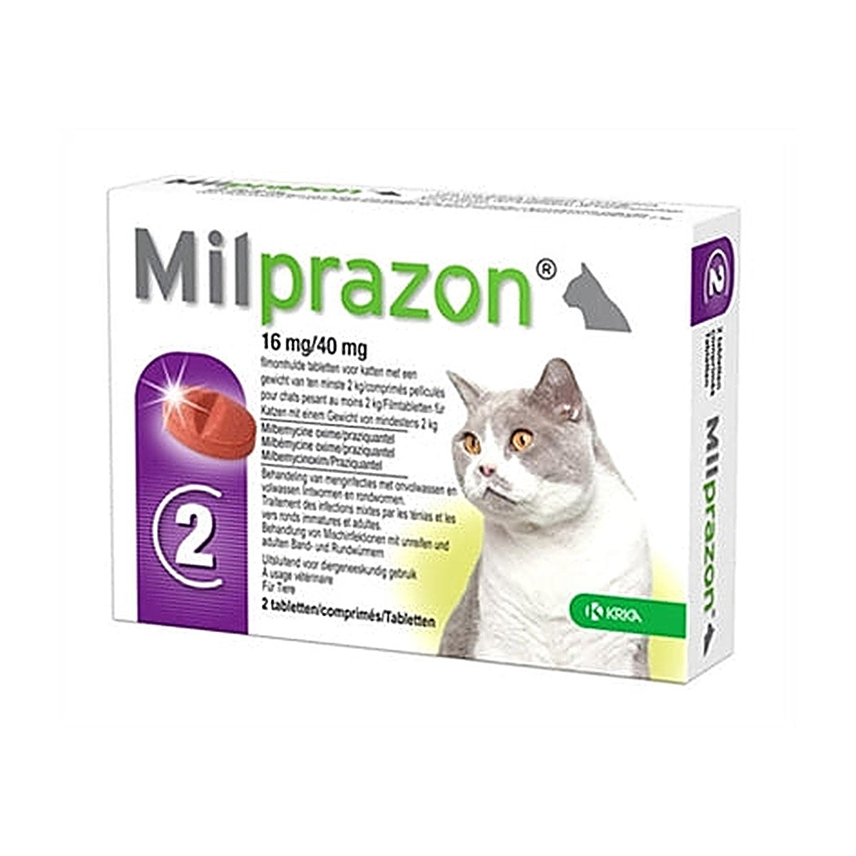 Krka - Milprazon Kat >2 kg 2 tabletten