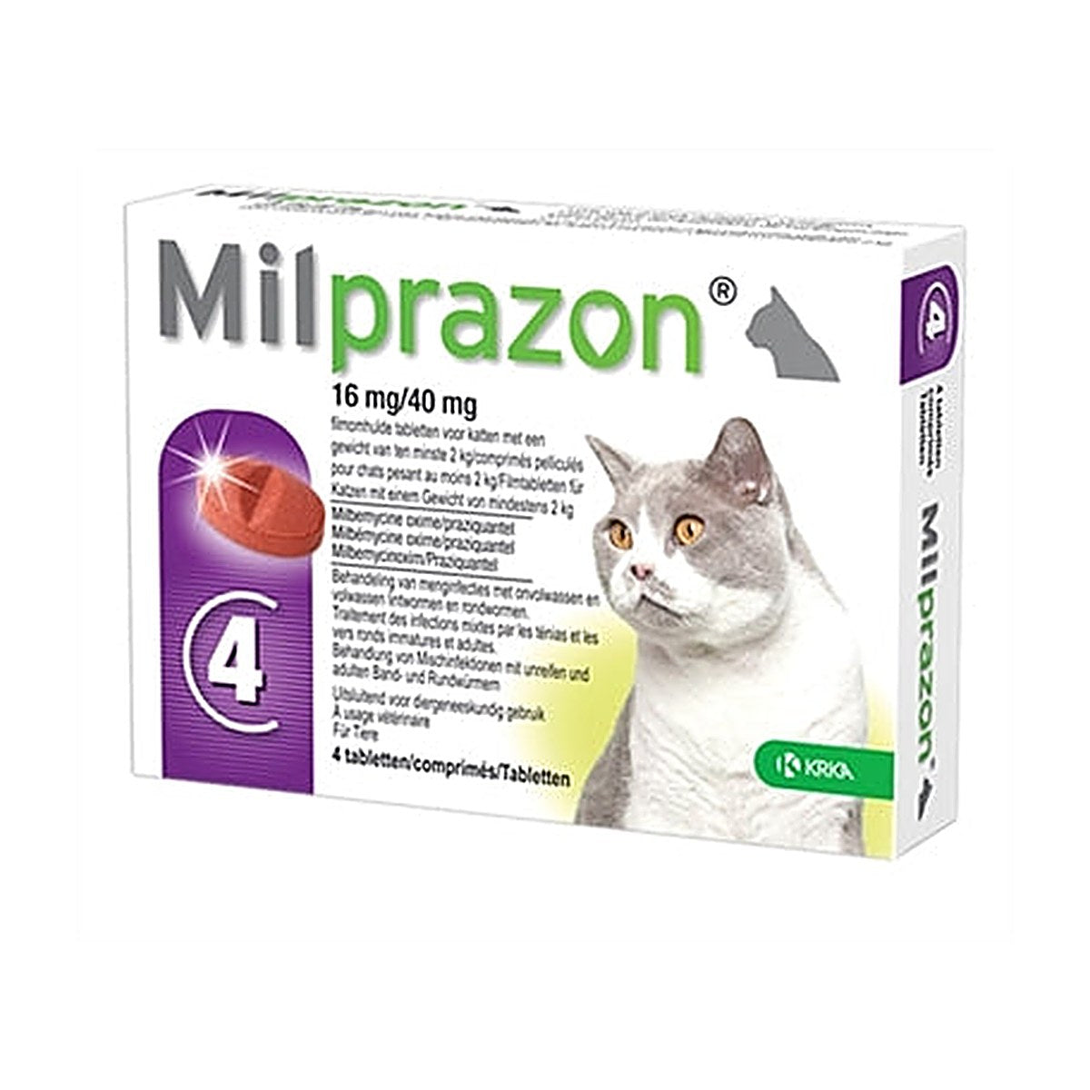 Krka - Milprazon Kat >2 kg 4 tabletten