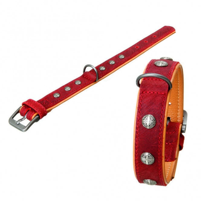 Karlie BUFFALO ORIENTAL Halsband - Donkerrood/Naturel - 30 mm / 40 cm