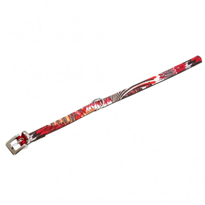 Karlie Halsband Peacock - Rood/Zwart - 35 cm / 17 mm