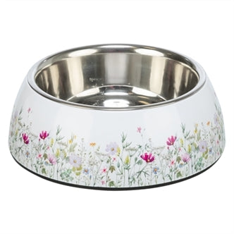 Trixie Voerbak Roestvrij Wit/bloem 14 cm – Voer/Drinkbakken