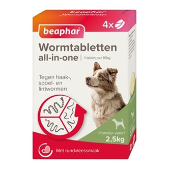 Beaphar - Bea Wormtabl Hond 2,5-40KG 4TBL