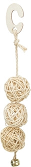 Trixie 3 Rotan Ballen+bel AAN Touw 24CM