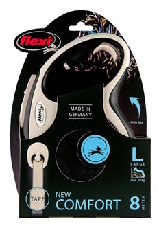 Flexi New Comfort Tape Zwart l 8MTR