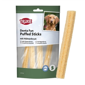Trixie Denta Puffed Sticks Kipborst 40 gram – Snacks Kauw
