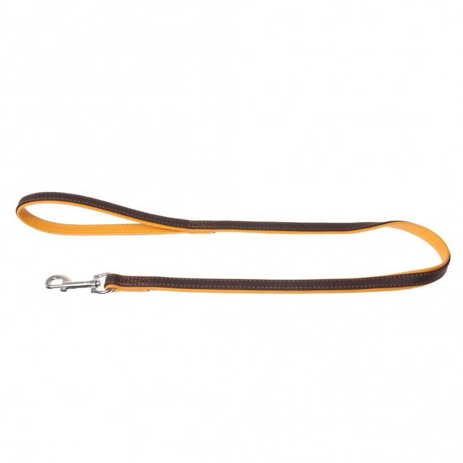 Karlie Vintage Trend Hondenriem - Donkerbruin/Geel - 100cm