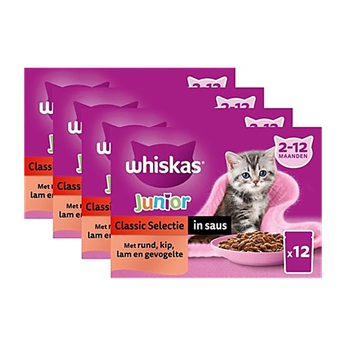 Whiskas Whis Mp Jun Vlees 4x12x85 gram
